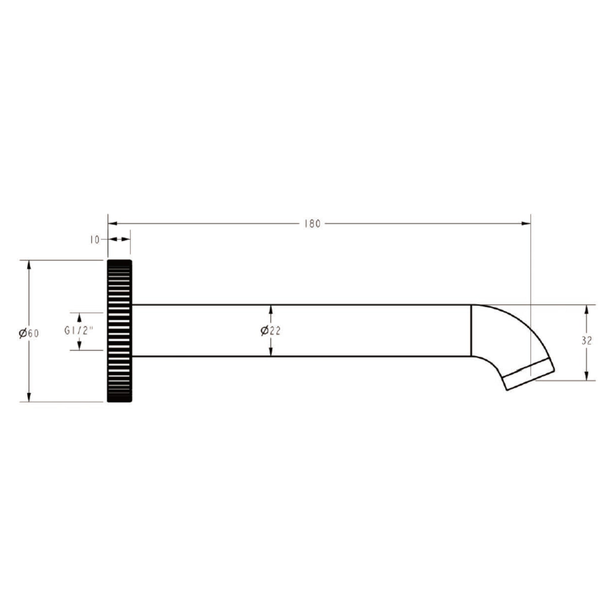 IKON LINIE LEAD FREE BATH SPOUT 180MM MATTE BLACK