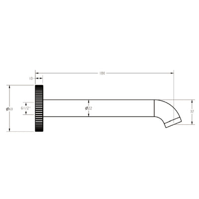 IKON LINIE LEAD FREE BATH SPOUT 180MM GUN METAL