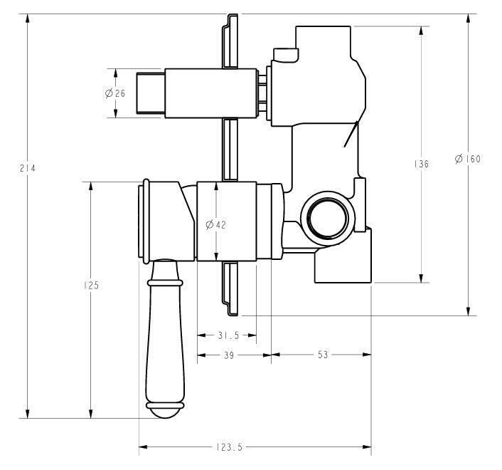 IKON CLASICO WALL DIVERTER MIXER TRIM KIT WITH ROUGH IN BODY 160MM MATTE BLACK