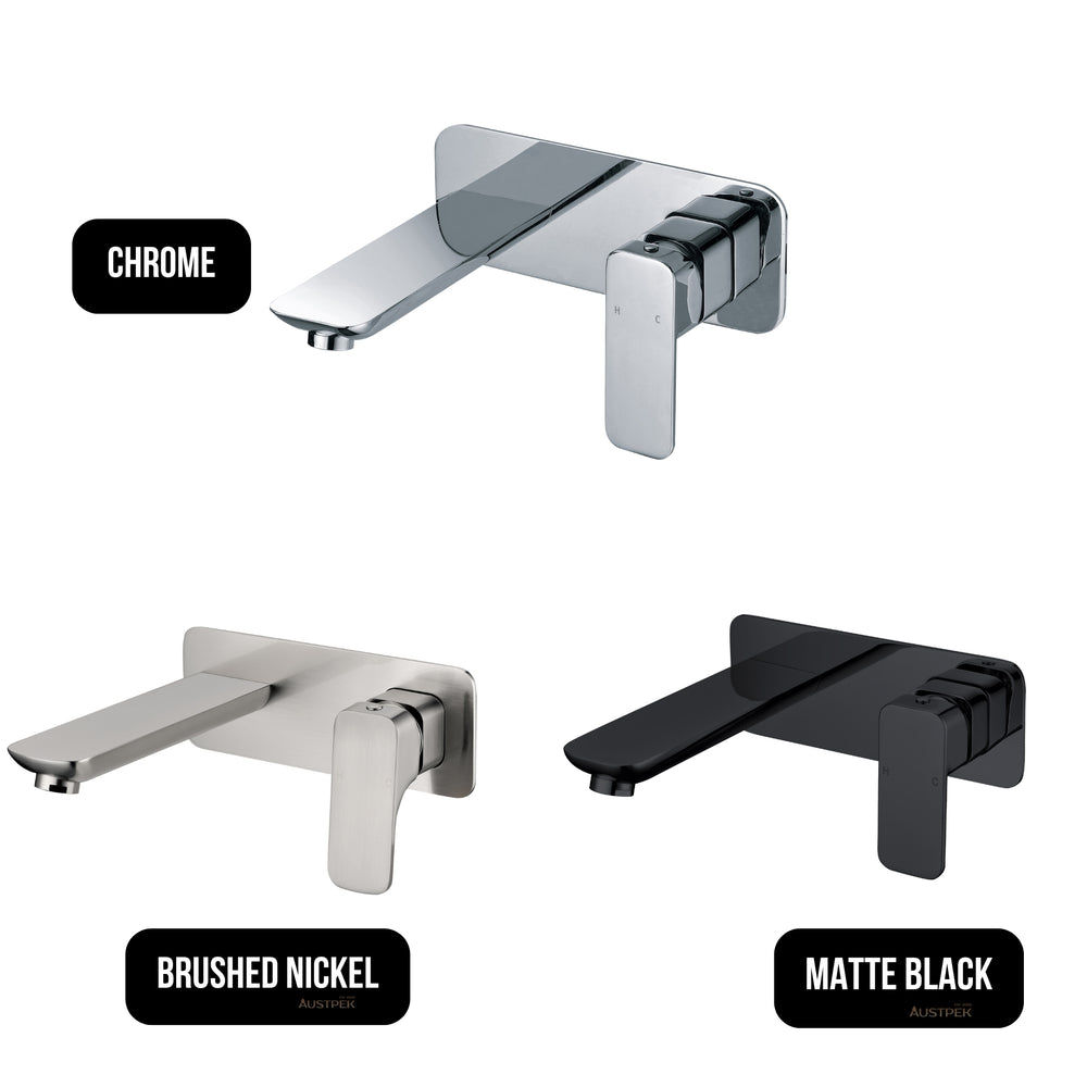 IKON NOVA WALL BASIN MIXER 200MM MATTE BLACK