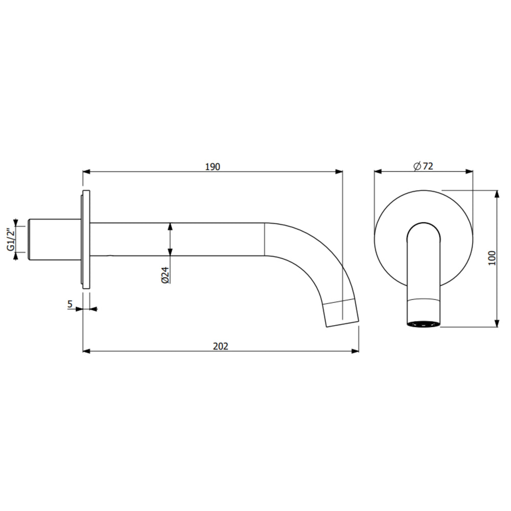 ARMANDO VICARIO WALL MOUNTED SPOUT 202MM CHROME