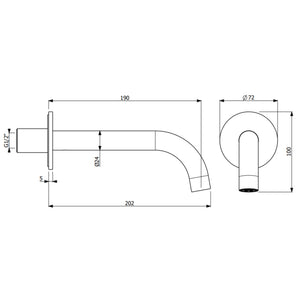 ARMANDO VICARIO WALL MOUNTED SPOUT 202MM CHROME