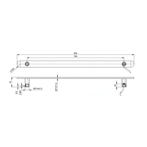LINSOL ALLEGRA VERTICAL FLAT BAR HEATED TOWEL RAIL CHROME 905MM