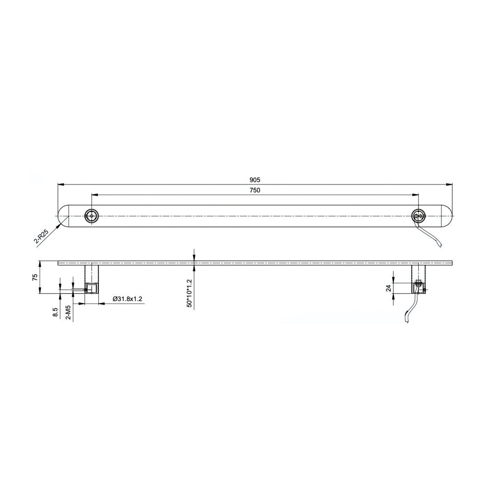 LINSOL ALLEGRA VERTICAL FLAT BAR HEATED TOWEL RAIL MATTE BLACK 905MM