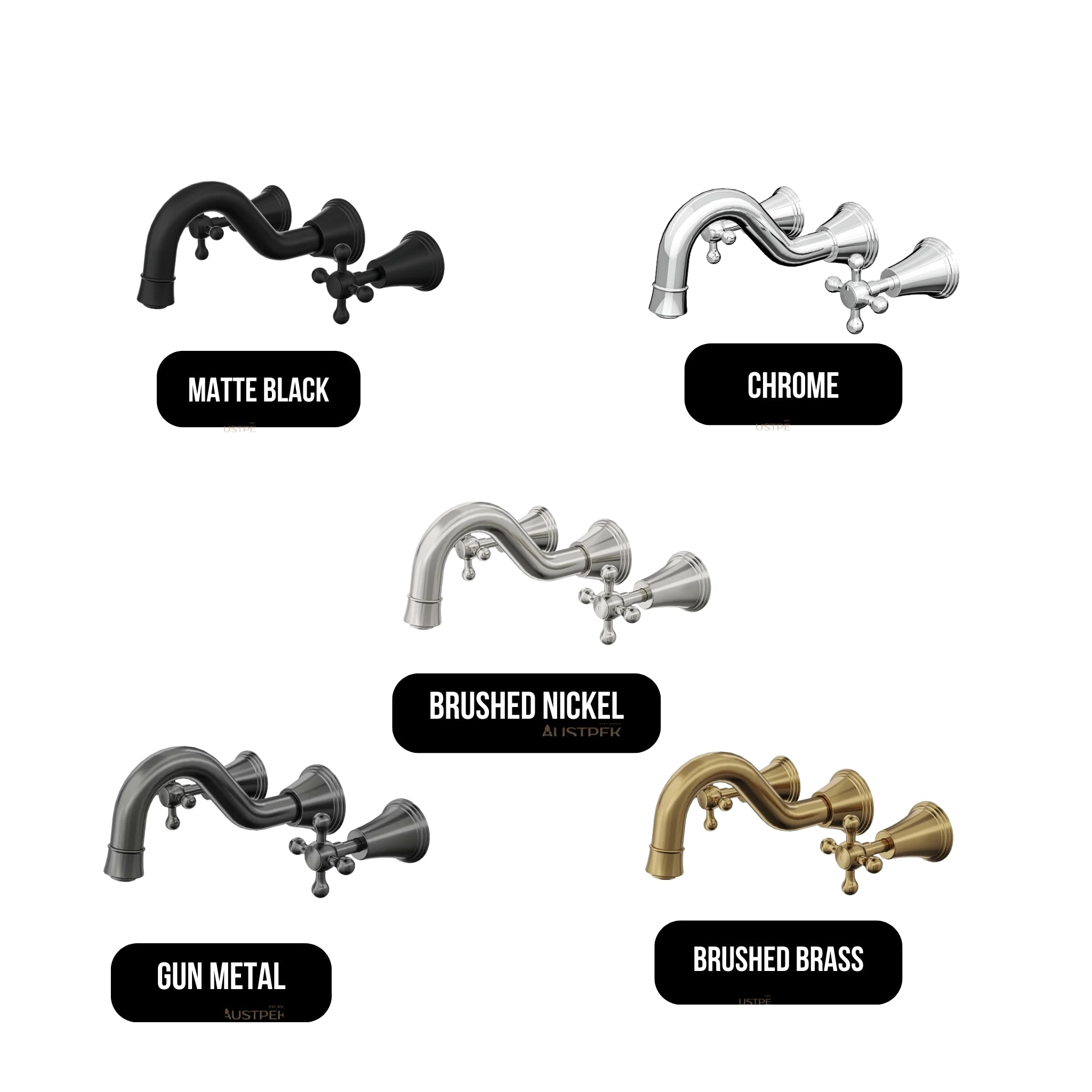 LINSOL VINTAGE CROSS HANDLE BATH SET CHROME