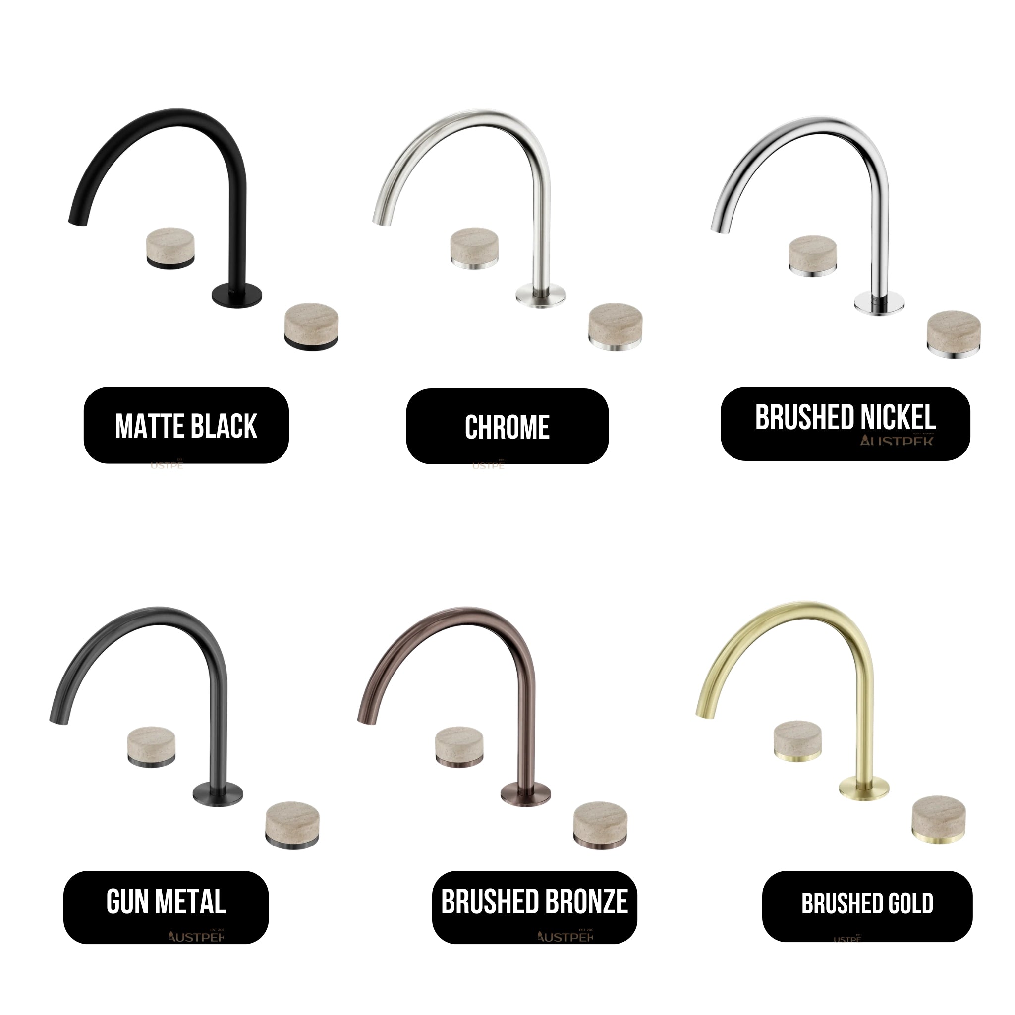 NERO SERENITY BATH/KITCHEN SET ARC SPOUT WITH ROME TRAVERTINE HANDLE BRUSHED BRONZE