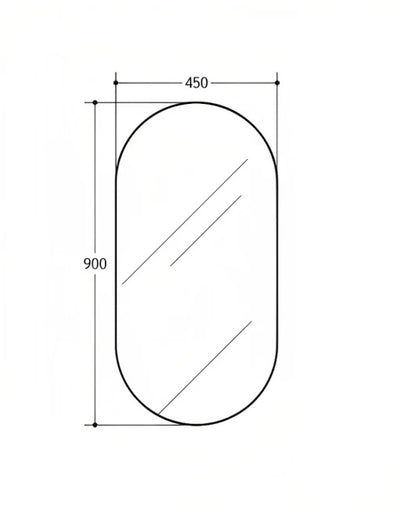 INSPIRE OVAL PENCIL EDGE MIRROR 900MM