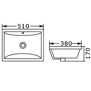 INSPIRE UNDER BASIN SQUARE GLOSS WHITE 510MM