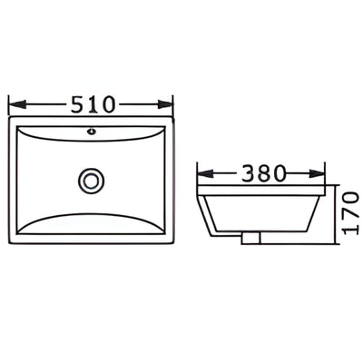INSPIRE UNDER BASIN SQUARE GLOSS WHITE 510MM