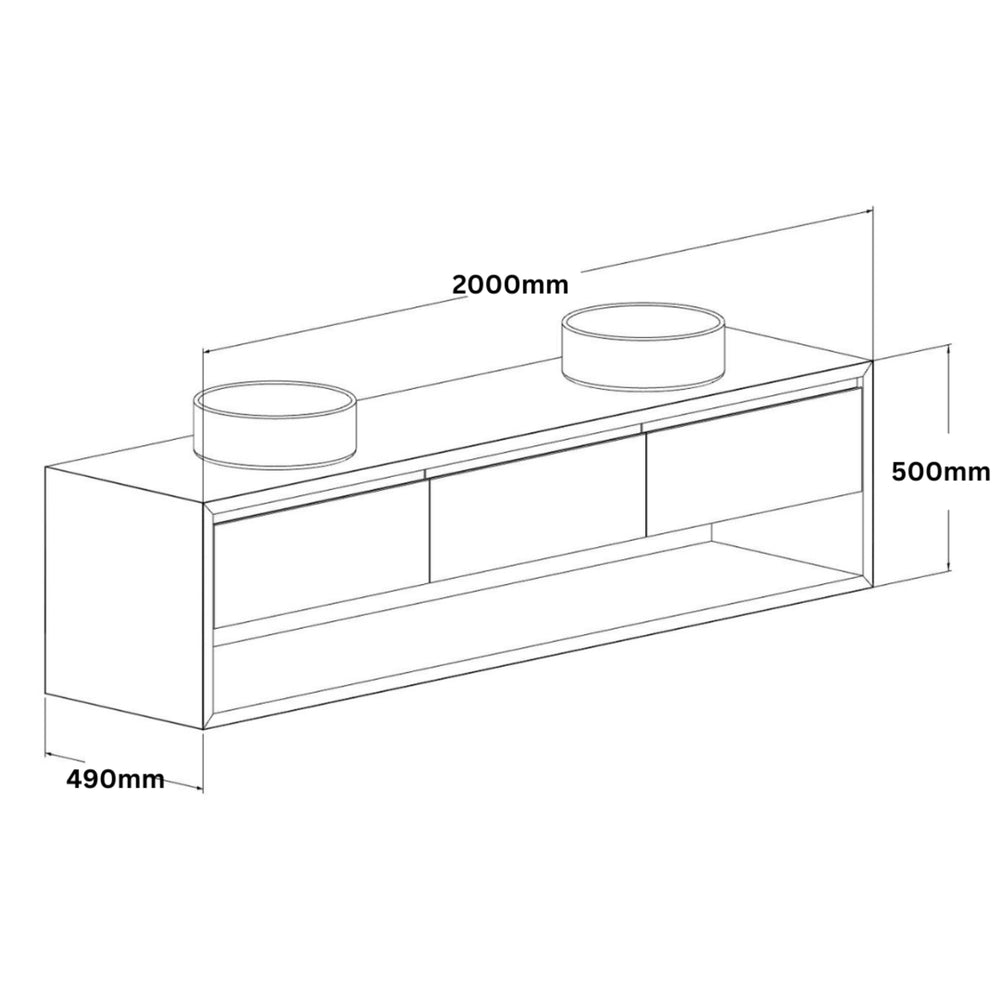 JR BESPOKE ISLA SOLID TIMBER CUSTOM WALL HUNG VANITY (ALL SIZING)