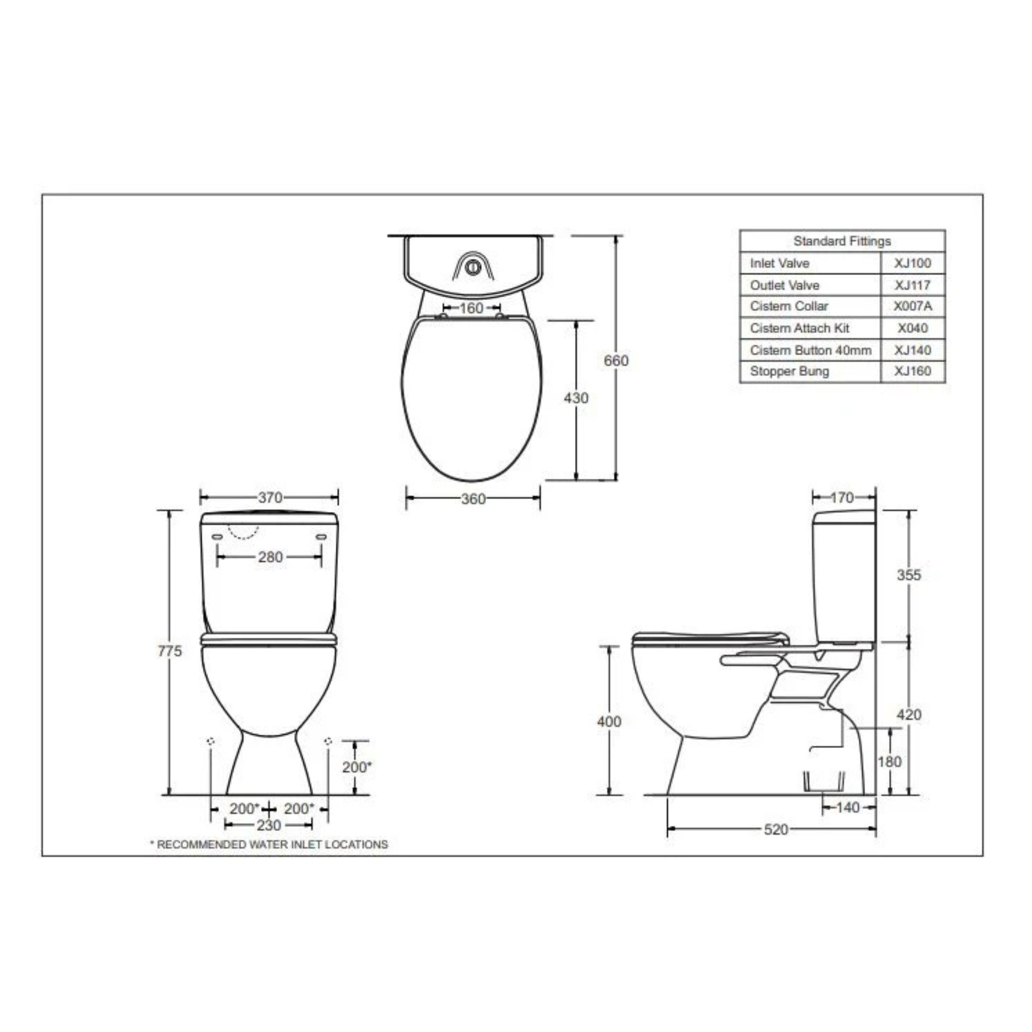 JOHNSON SUISSE CIVIC CLOSE COUPLED TOILET GLOSS WHITE