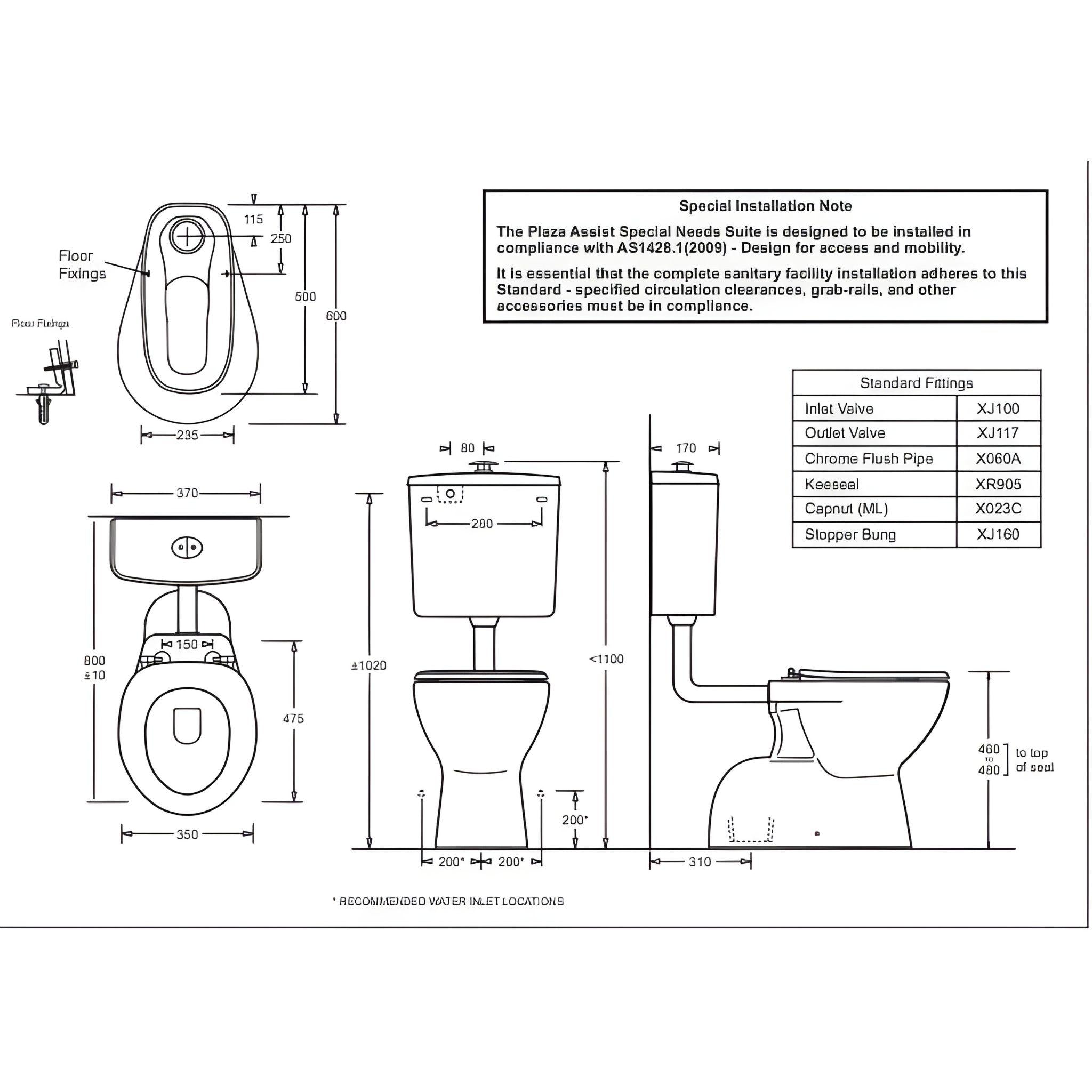 JOHNSON SUISSE PLAZA ASSIST DELUXE VC SPECIAL NEEDS TOILETS GLOSS WHITE