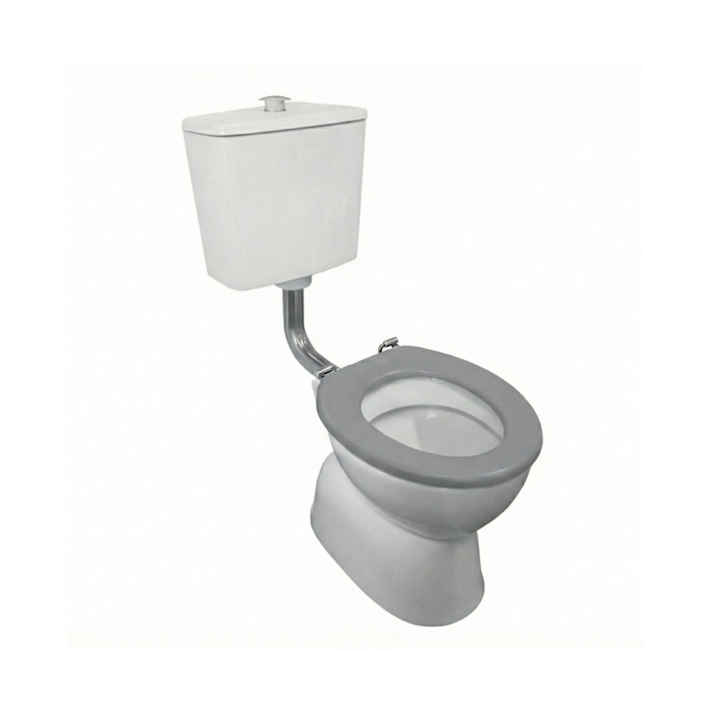 JOHNSON SUISSE PLAZA ASSIST DELUXE CLOSE COUPLE ASSIST BUTTON S TRAP TOILET SUITE WHITE WITH GREY SEAT