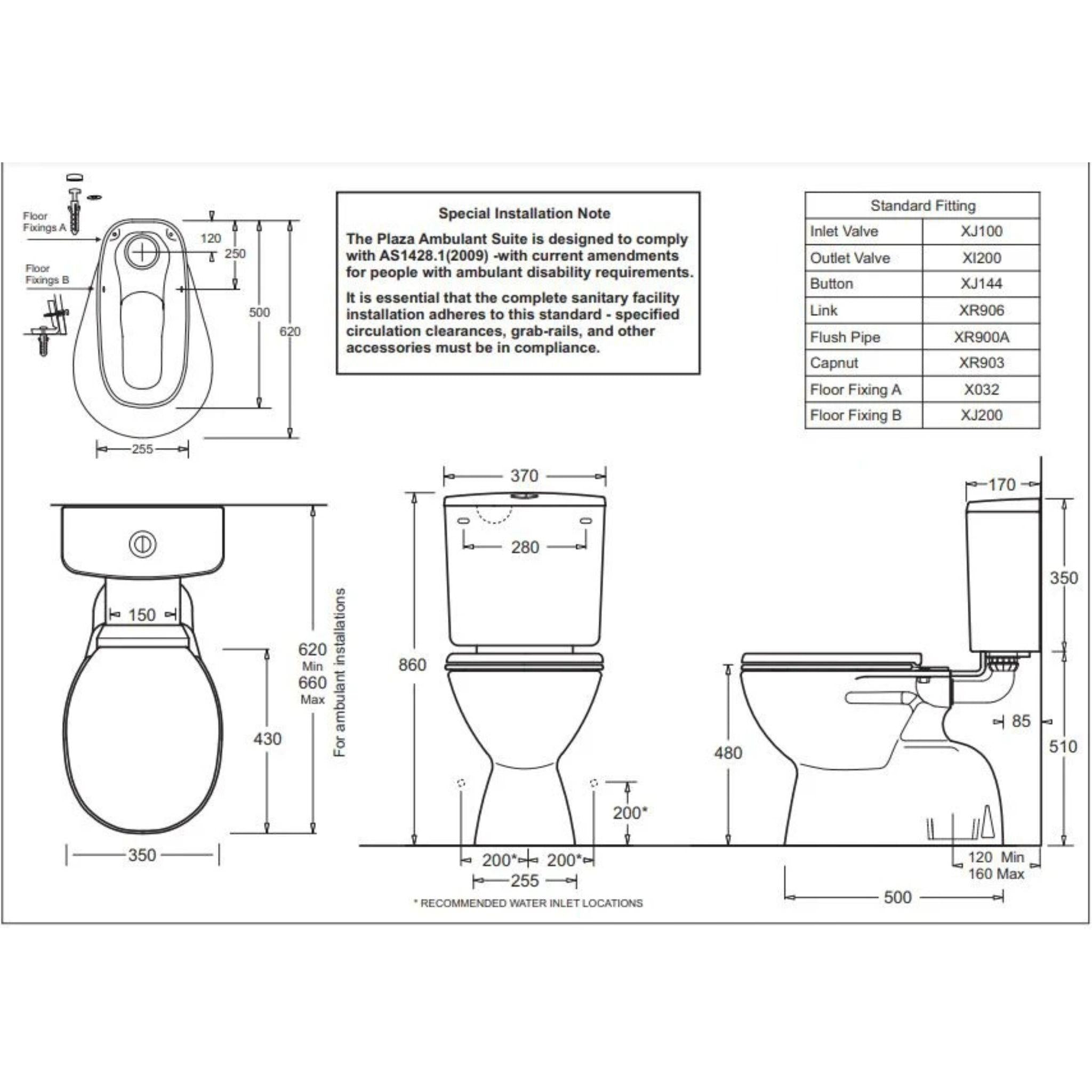 JOHNSON SUISSE PLAZA DELUXE VC AMBULANT TOILET SUITE GLOSS WHITE