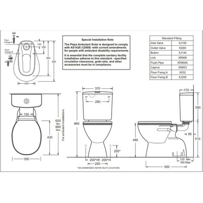 JOHNSON SUISSE PLAZA DELUXE VC AMBULANT TOILET SUITE GLOSS WHITE