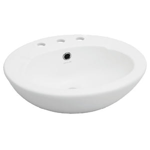 JOHNSON SUISSE AVON SEMI-RECESSED COUNTER TOP BASINS THREE TAPHOLE WHITE 495MM