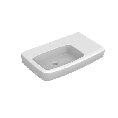 JOHNSON SUISSE LUCCA RIGHT HAND SHELF BASINS NO TAPHOLE WITH BOTTLE TRAP WHITE 750MM