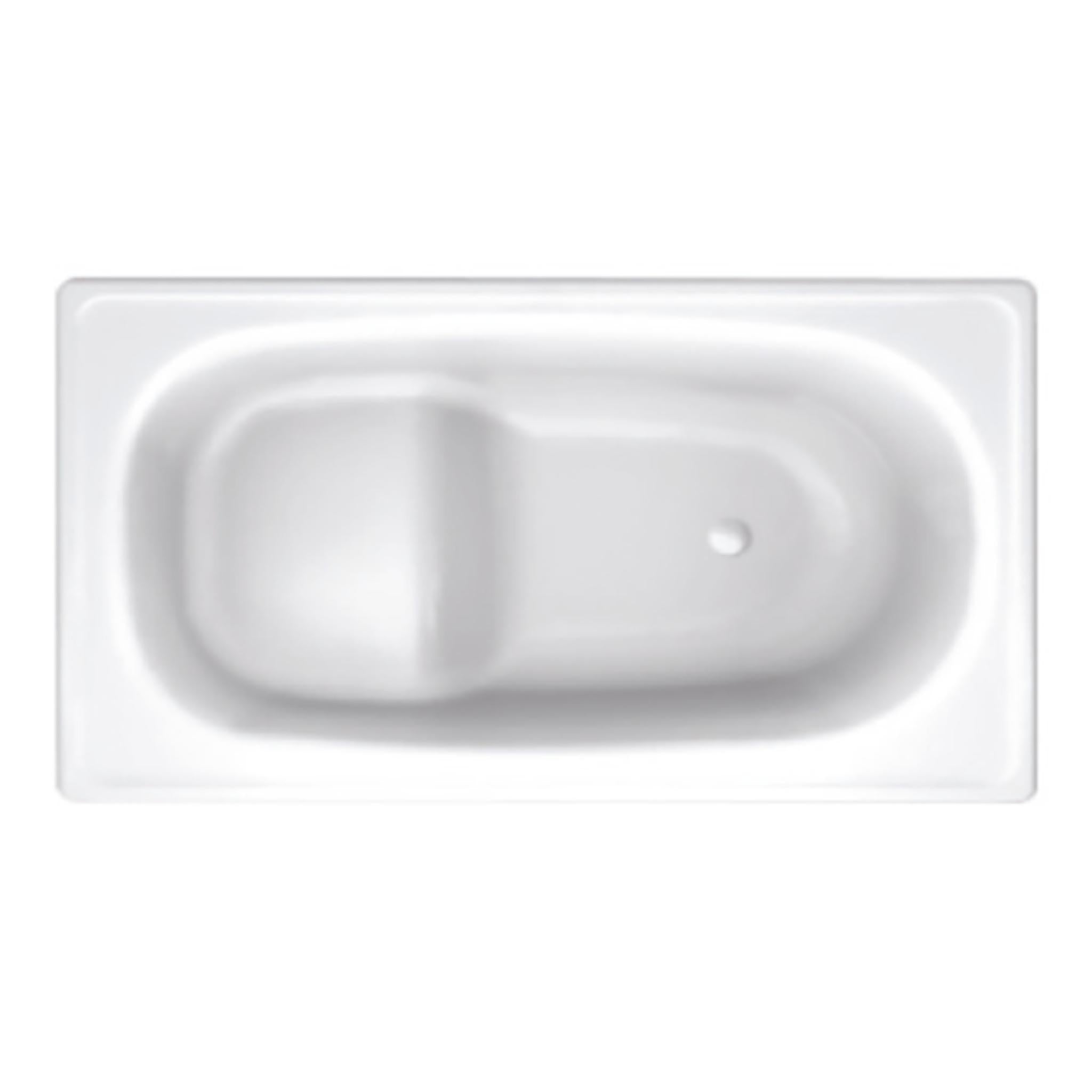 JOHNSON SUISSE ULTRA COMPACT ENAMELLED STEEL BUILT IN SHOWER BATH WHITE WITH SEAT 1200MM