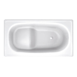 JOHNSON SUISSE ULTRA COMPACT ENAMELLED STEEL BUILT IN SHOWER BATH WHITE WITH SEAT 1200MM