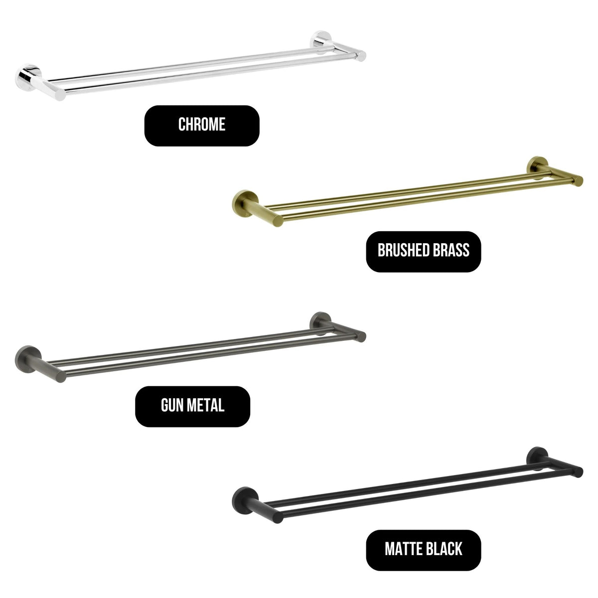 JOHNSON SUISSE VENEZIA DOUBLE TOWEL RAIL CHROME (ALSO AVAILABLE IN 600MM AND 900MM)