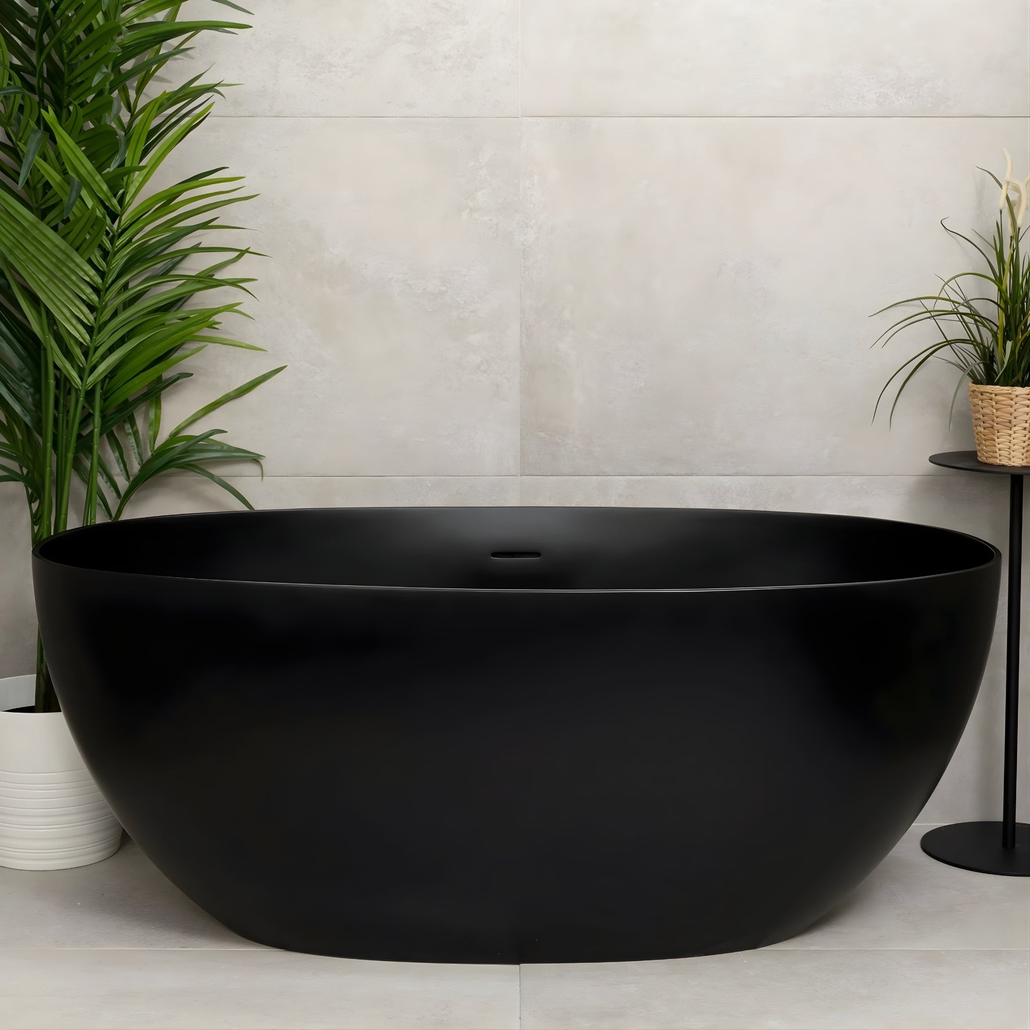 ENFLAIR BYRON EGG FREESTANDING BATH WITH OVERFLOW MATTE BLACK (MULTIPLE SIZES AVAILABLE)