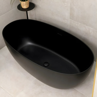 ENFLAIR BYRON EGG FREESTANDING BATH WITH OVERFLOW MATTE BLACK (MULTIPLE SIZES AVAILABLE)