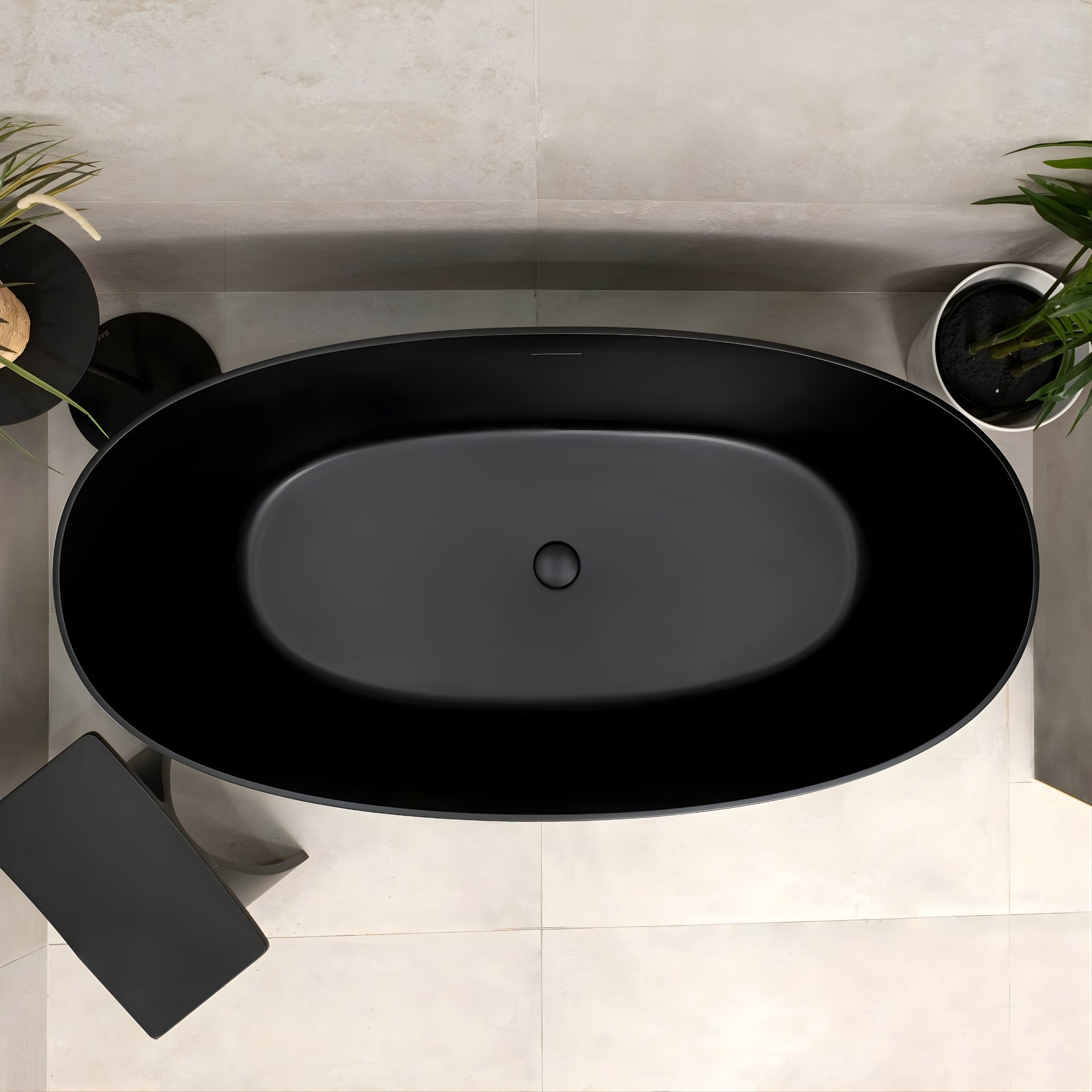 ENFLAIR BYRON EGG FREESTANDING BATH WITH OVERFLOW MATTE BLACK (MULTIPLE SIZES AVAILABLE)