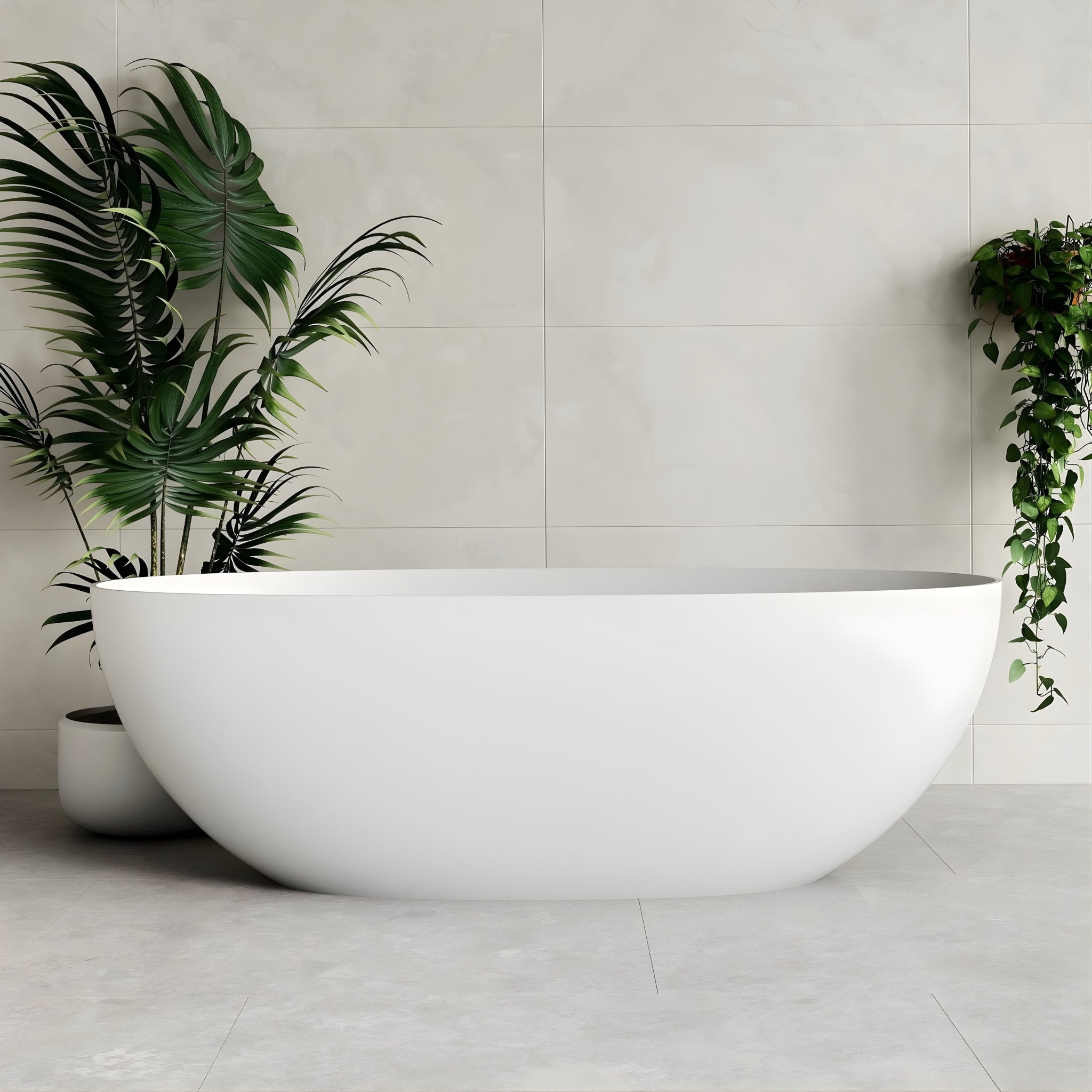 ENFLAIR BYRON EGG FREESTANDING BATHTUB WITH OVERFLOW MATTE WHITE (MULTIPLE SIZES AVAILABLE)