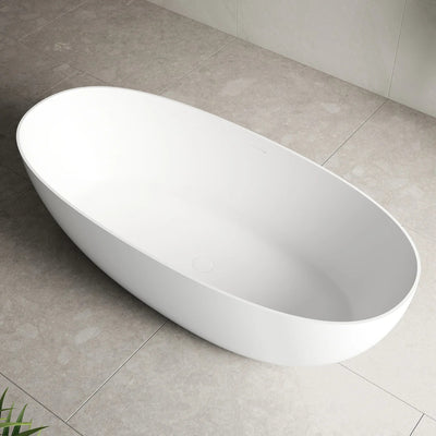 ENFLAIR BYRON EGG FREESTANDING BATHTUB WITH OVERFLOW MATTE WHITE (MULTIPLE SIZES AVAILABLE)
