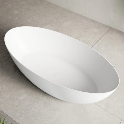 ENFLAIR PETITE EGG FREESTANDING BATHTUB WITH OVERFLOW MATTE WHITE 1600MM