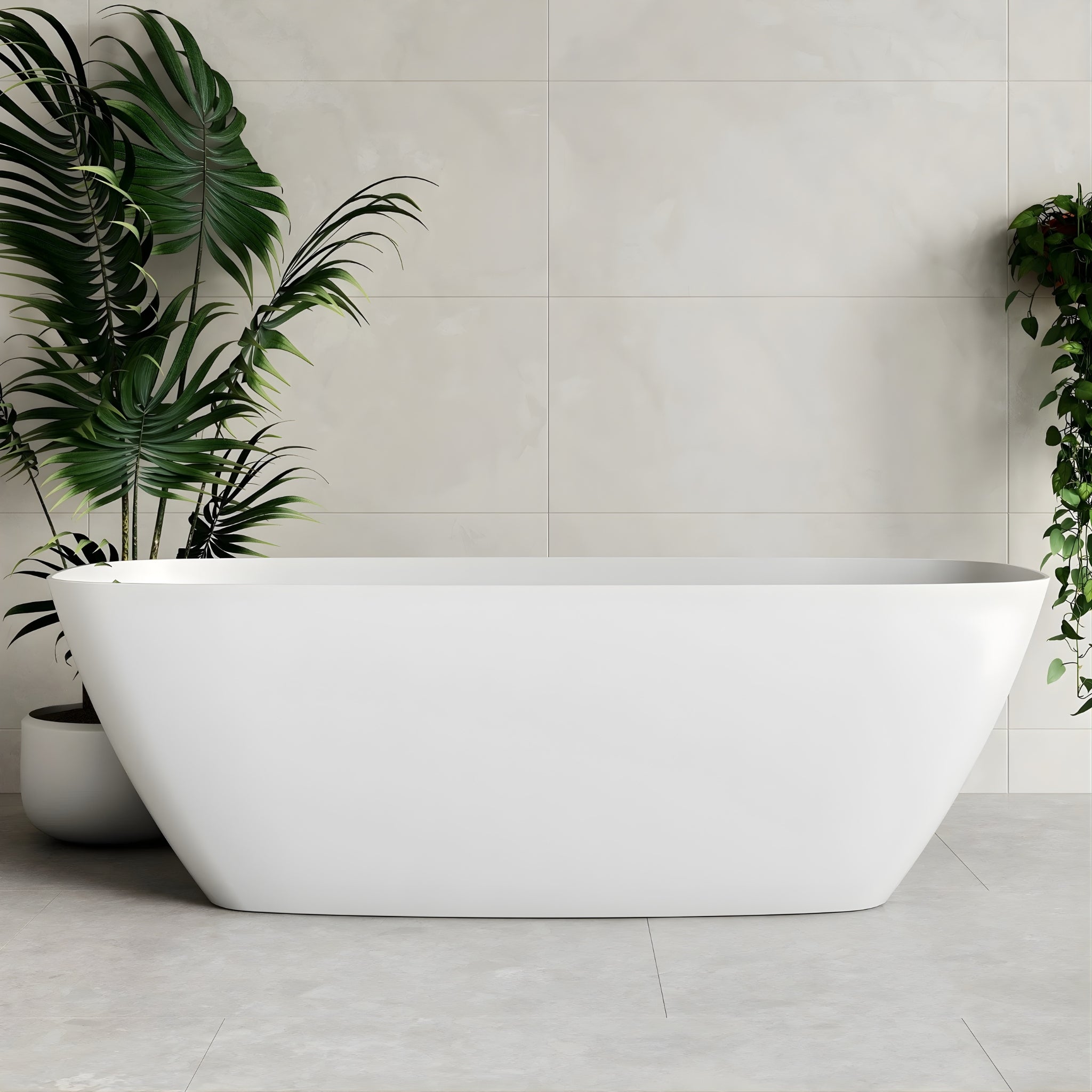ENFLAIR ROLO SOFT SQUARE FREESTANDING BATH WITH OVERFLOW MATTE WHITE 1700MM