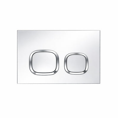 JOHNSON SUISSE IN-WALL ECONOFLUSH LOW RECTANGLE FLUSH CIRCLE BUTTON 245MM POLISHED CHROME
