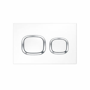 JOHNSON SUISSE IN-WALL ECONOFLUSH LOW RECTANGLE FLUSH CIRCLE BUTTON 245MM MATTE CHROME