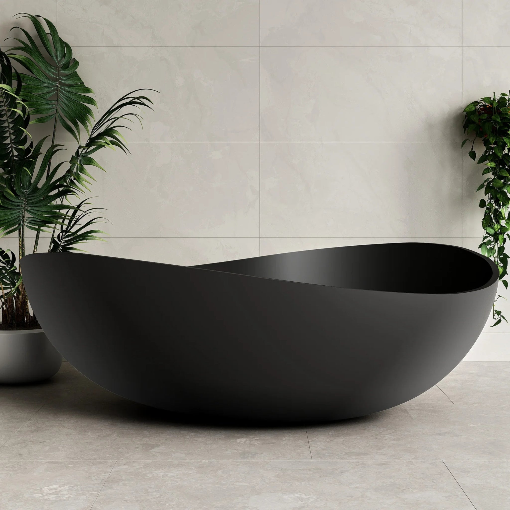 ENFLAIR WAVE FREESTANDING BATHTUB WITH OVERFLOW MATTE BLACK 1800MM