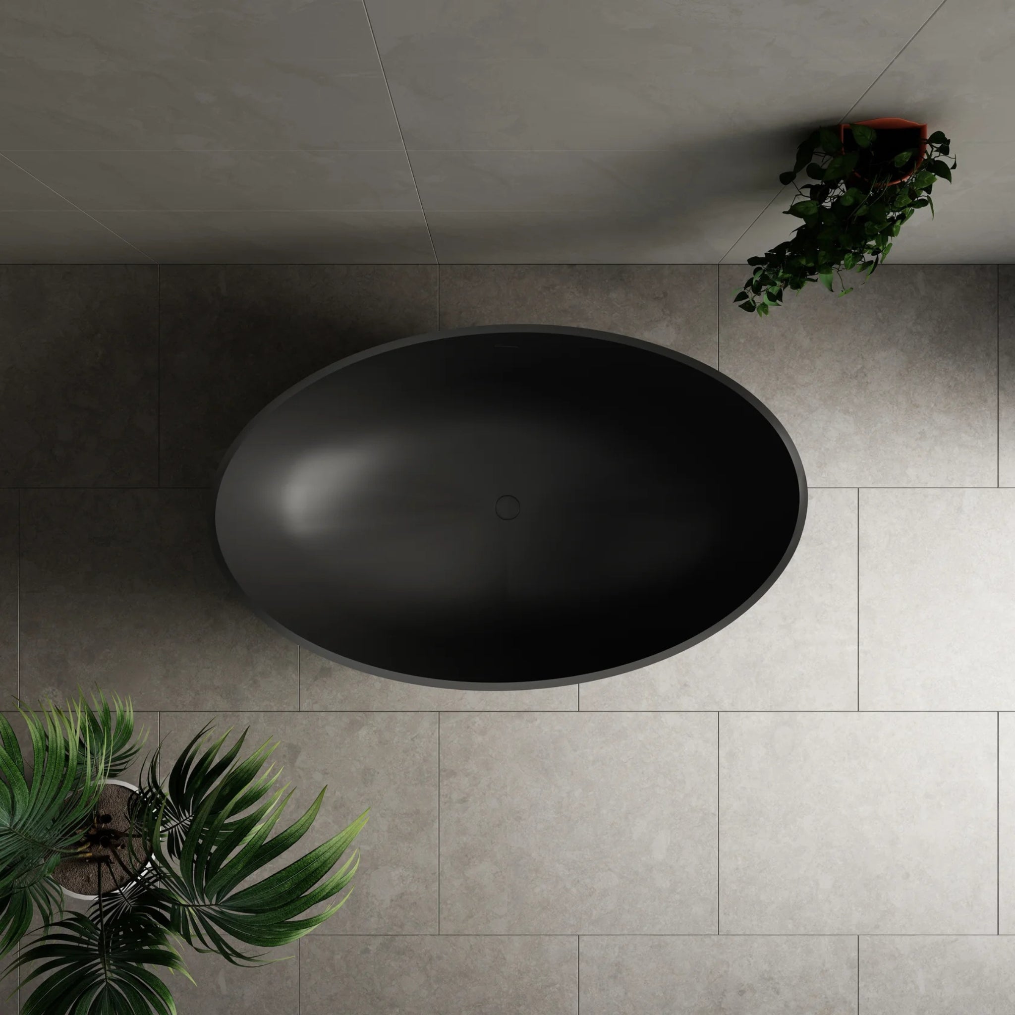 ENFLAIR WAVE FREESTANDING BATHTUB WITH OVERFLOW MATTE BLACK 1800MM