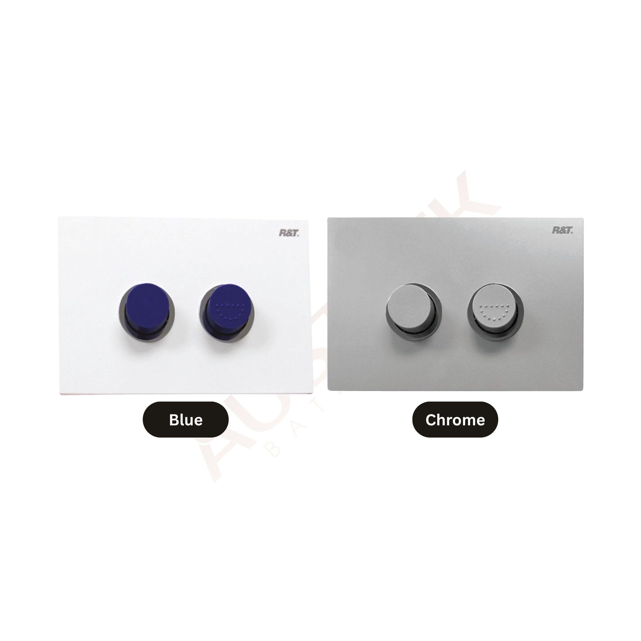 JOHNSON SUISSE IN-WALL ECONOFLUSH AIR PNEUMATIC RAISED FLUSH BUTTON 245MM BLUE