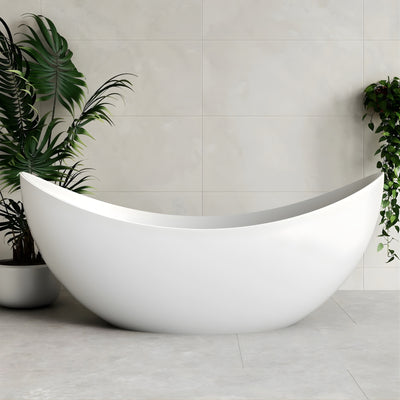 ENFLAIR LUA MOON FREESTANDING BATHTUB WITH OVERFLOW MATTE WHITE 1800MM