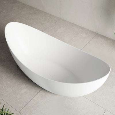 ENFLAIR LUA MOON FREESTANDING BATHTUB WITH OVERFLOW MATTE WHITE 1800MM
