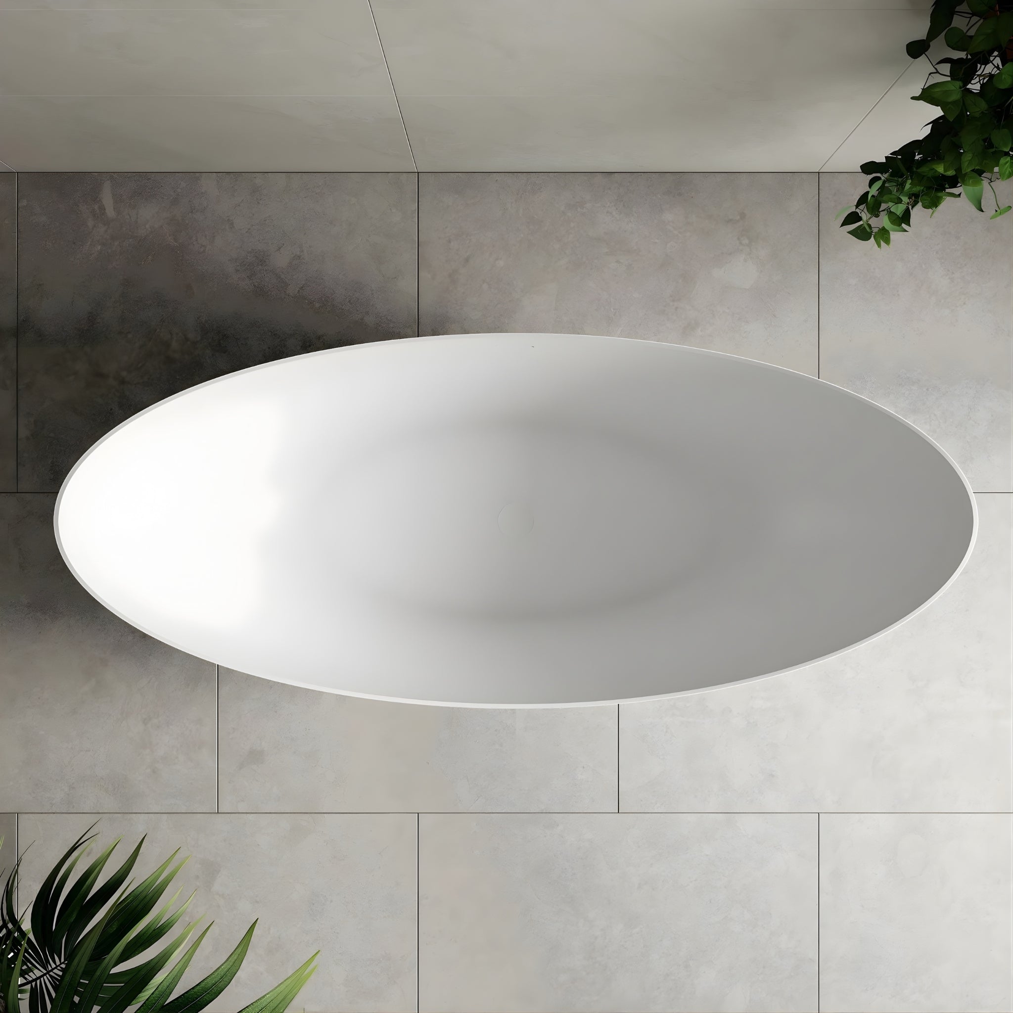 ENFLAIR LUA MOON FREESTANDING BATHTUB WITH OVERFLOW MATTE WHITE 1800MM