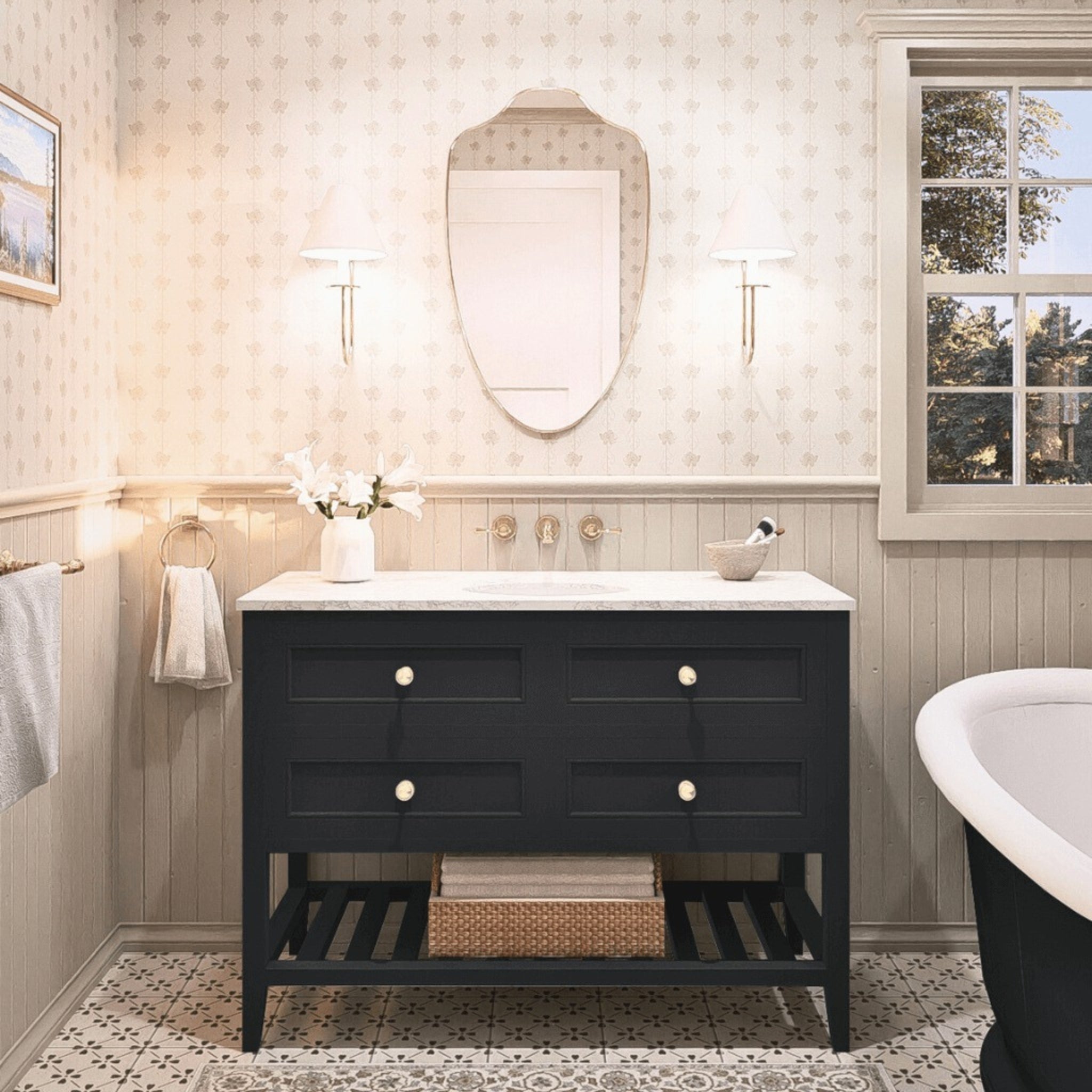 JOINERY BY BEARS AUDREY BLACK 1200MM SINGLE BOWL FLOOR STANDING VANITY PACKAGE