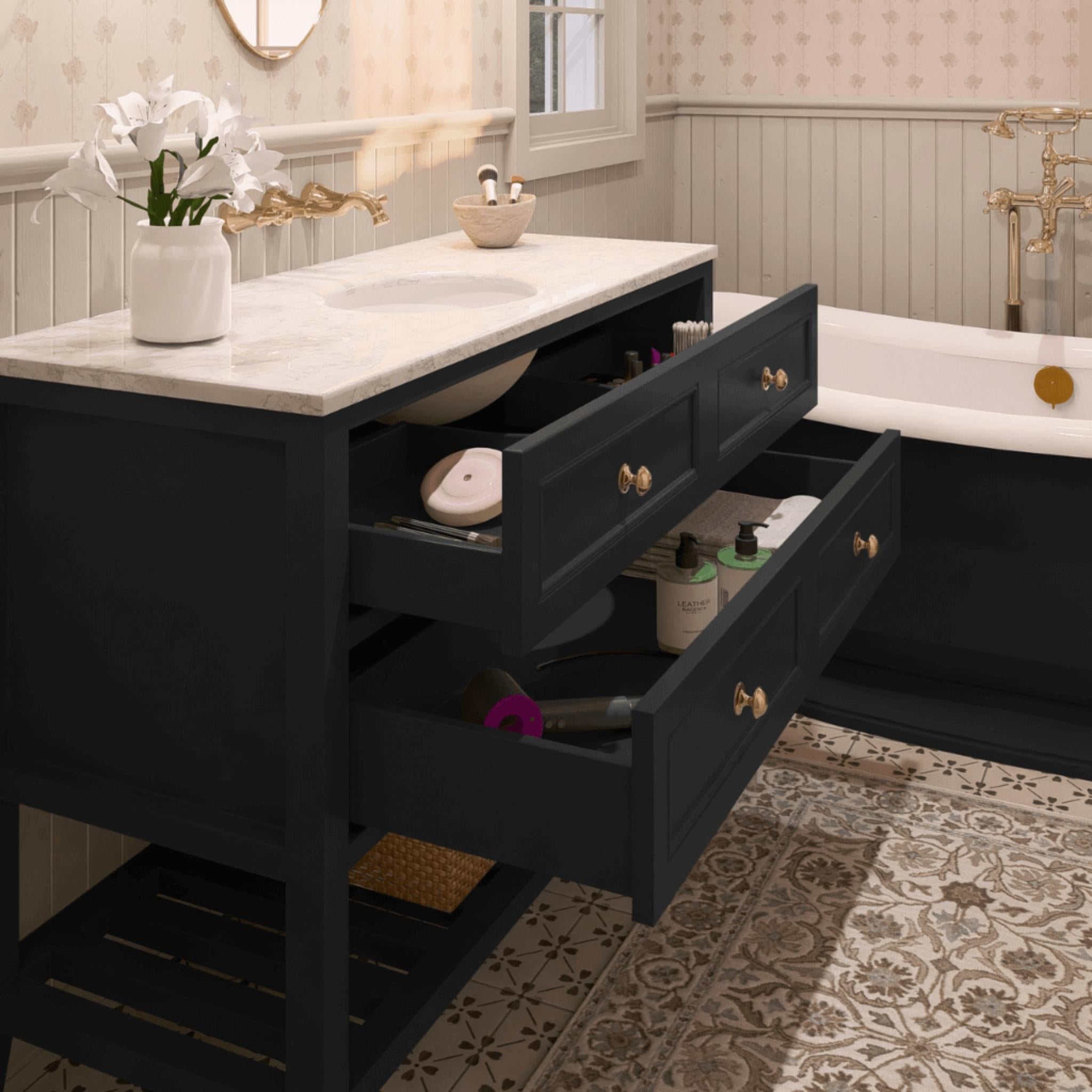 JOINERY BY BEARS AUDREY BLACK 1200MM SINGLE BOWL FLOOR STANDING VANITY PACKAGE