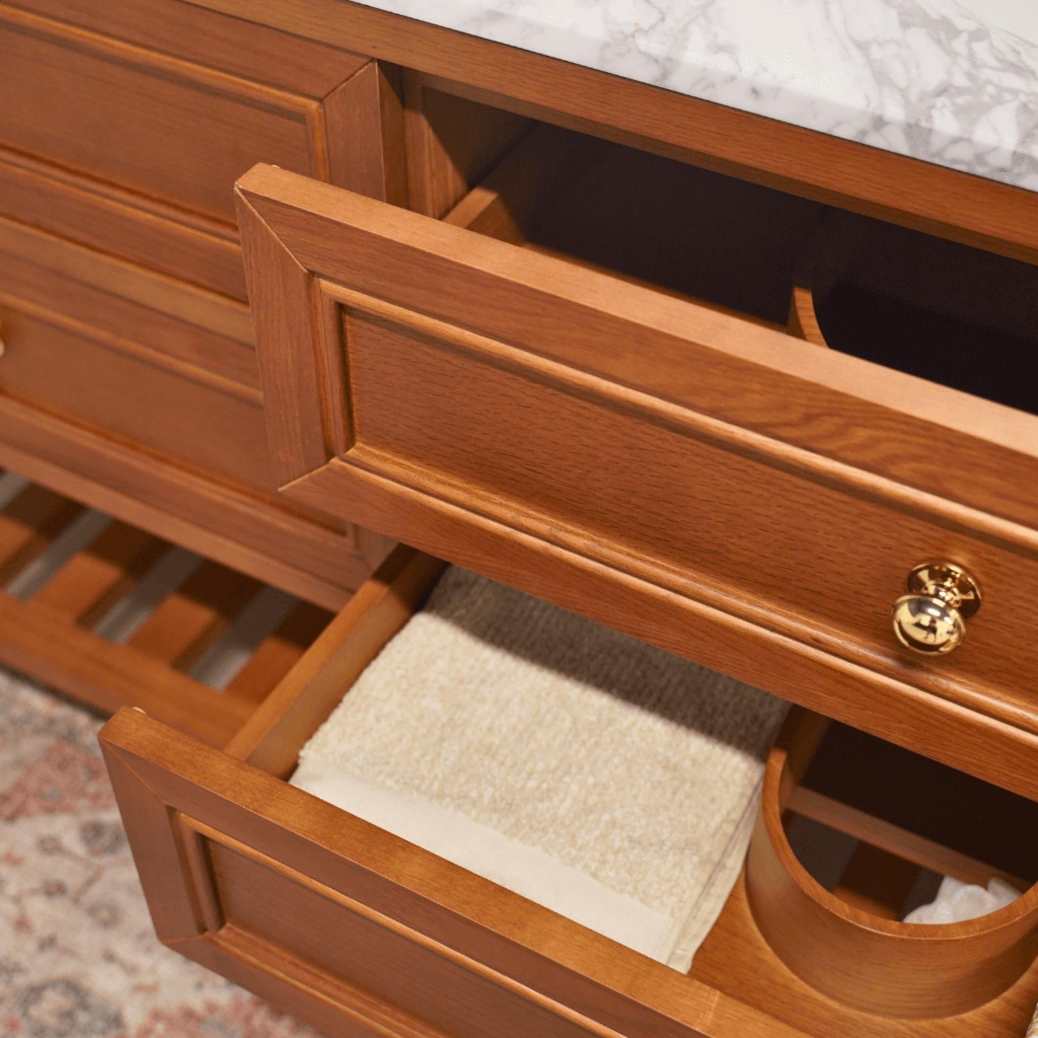 JOINERY BY BEARS AUDREY BROWN OAK 1500MM DOUBLE BOWL FLOOR STANDING VANITY PACKAGE