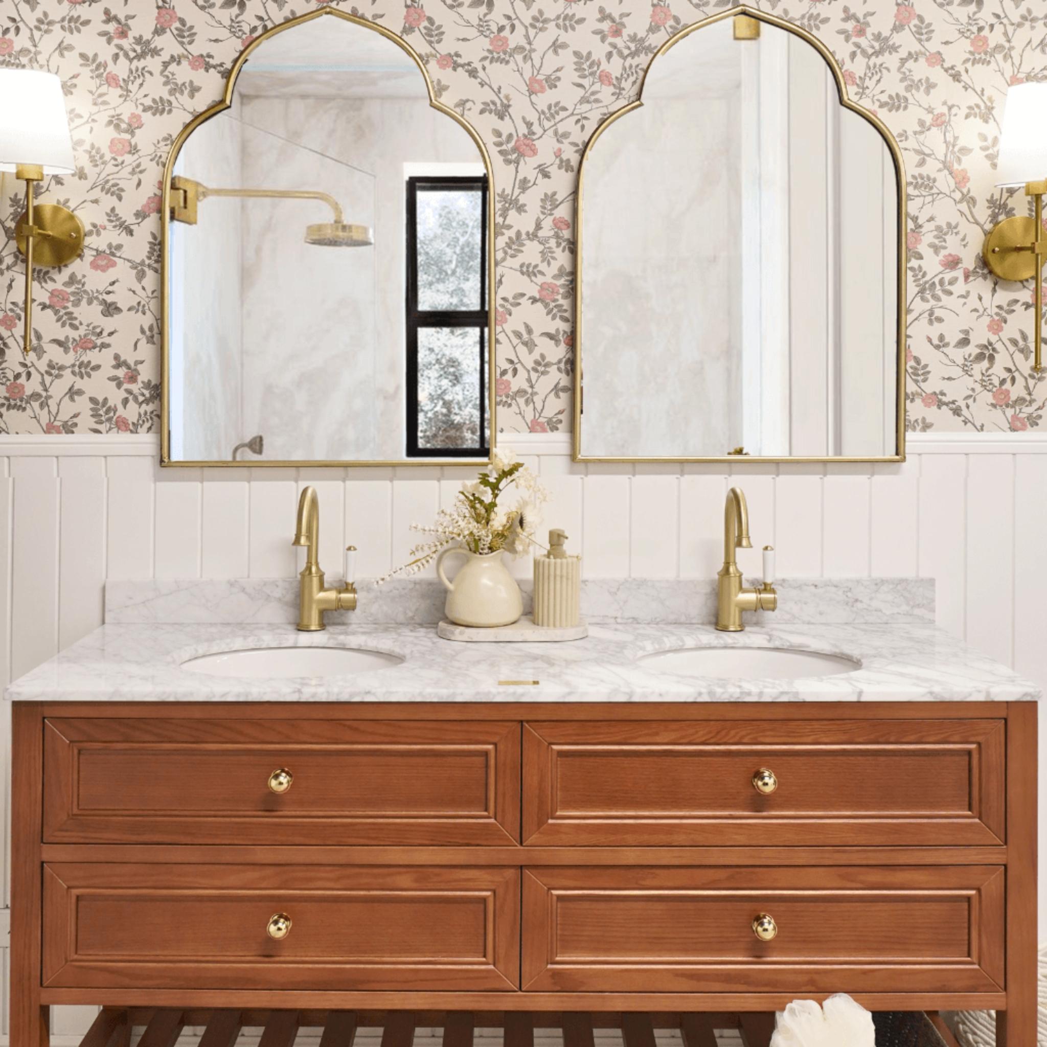 JOINERY BY BEARS AUDREY BROWN OAK 1500MM DOUBLE BOWL FLOOR STANDING VANITY PACKAGE