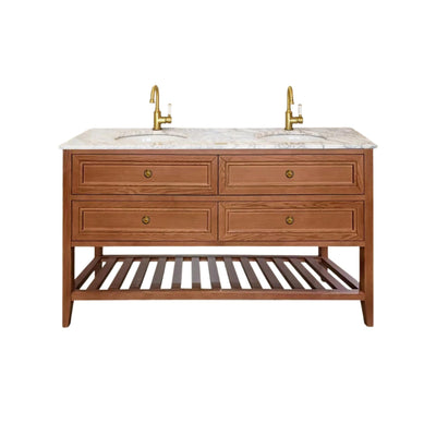 JOINERY BY BEARS AUDREY BROWN OAK 1500MM DOUBLE BOWL FLOOR STANDING VANITY PACKAGE