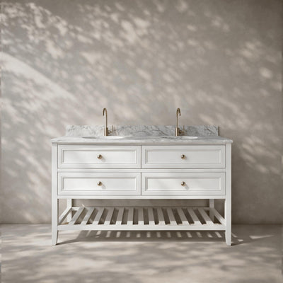 JOINERY BY BEARS AUDREY CLASSIC WHITE 1500MM DOUBLE BOWL FLOOR STANDING VANITY PACKAGE