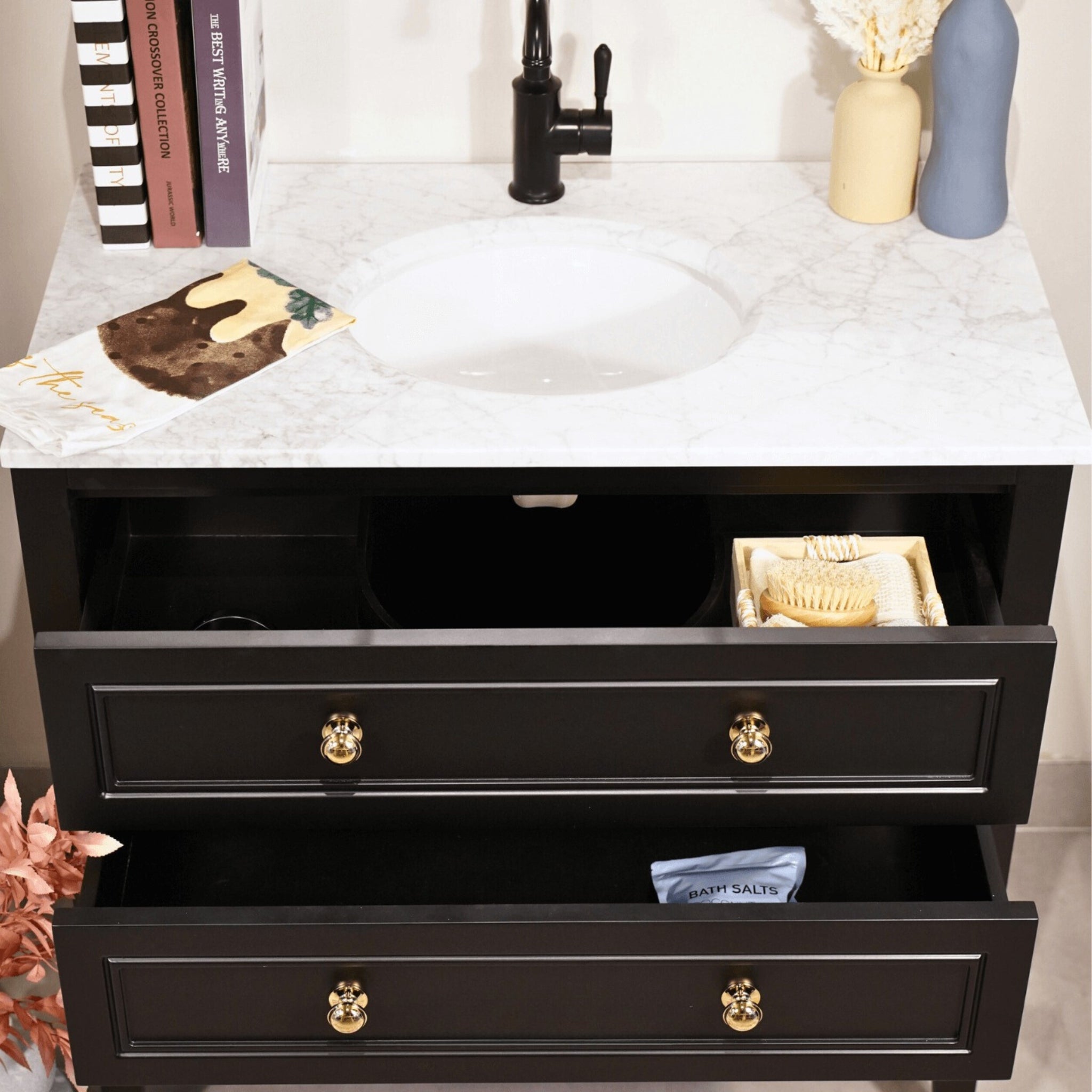 JOINERY BY BEARS AUDREY BLACK 900MM SINGLE BOWL FLOOR STANDING VANITY PACKAGE