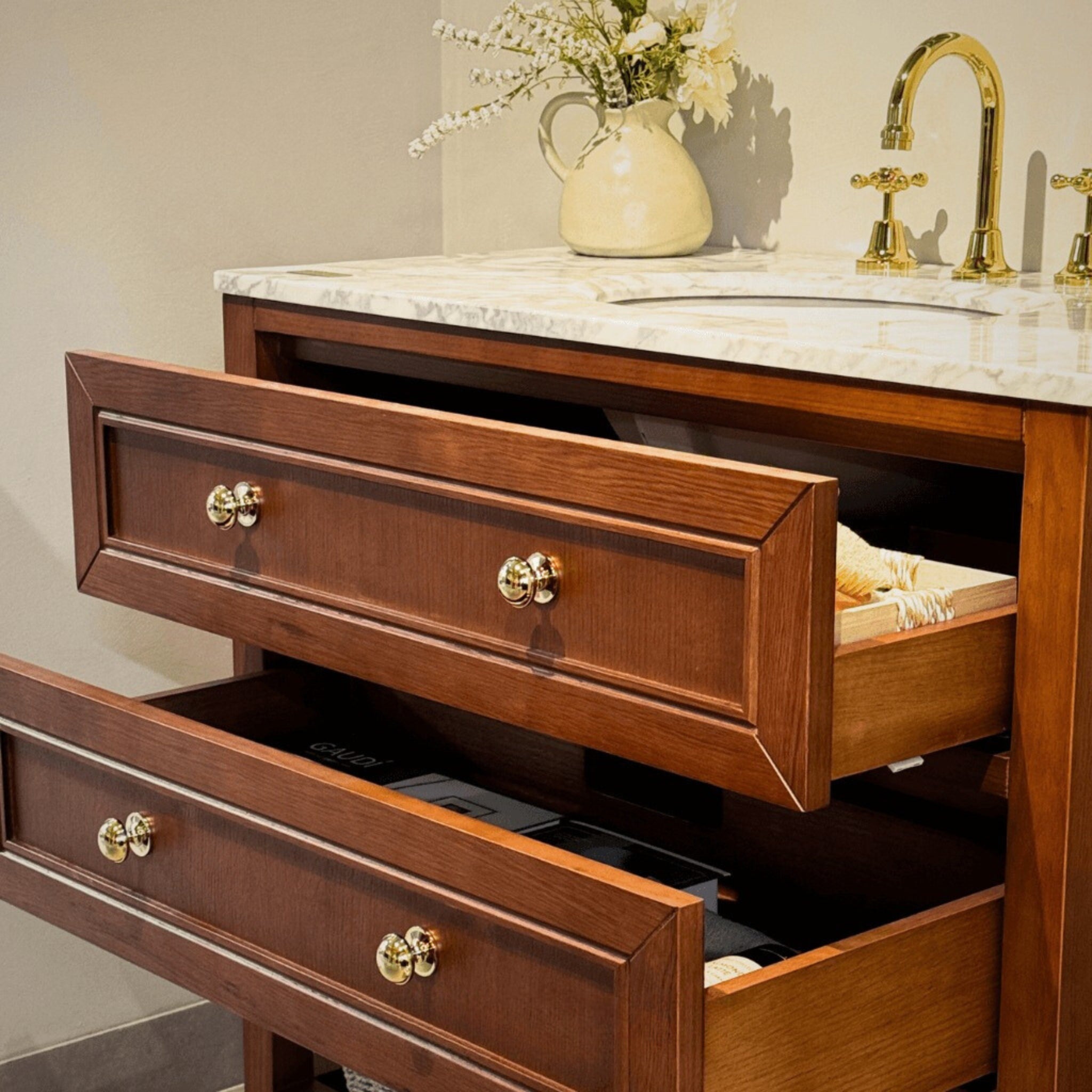 JOINERY BY BEARS AUDREY BROWN OAK 900MM SINGLE BOWL FLOOR STANDING VANITY PACKAGE