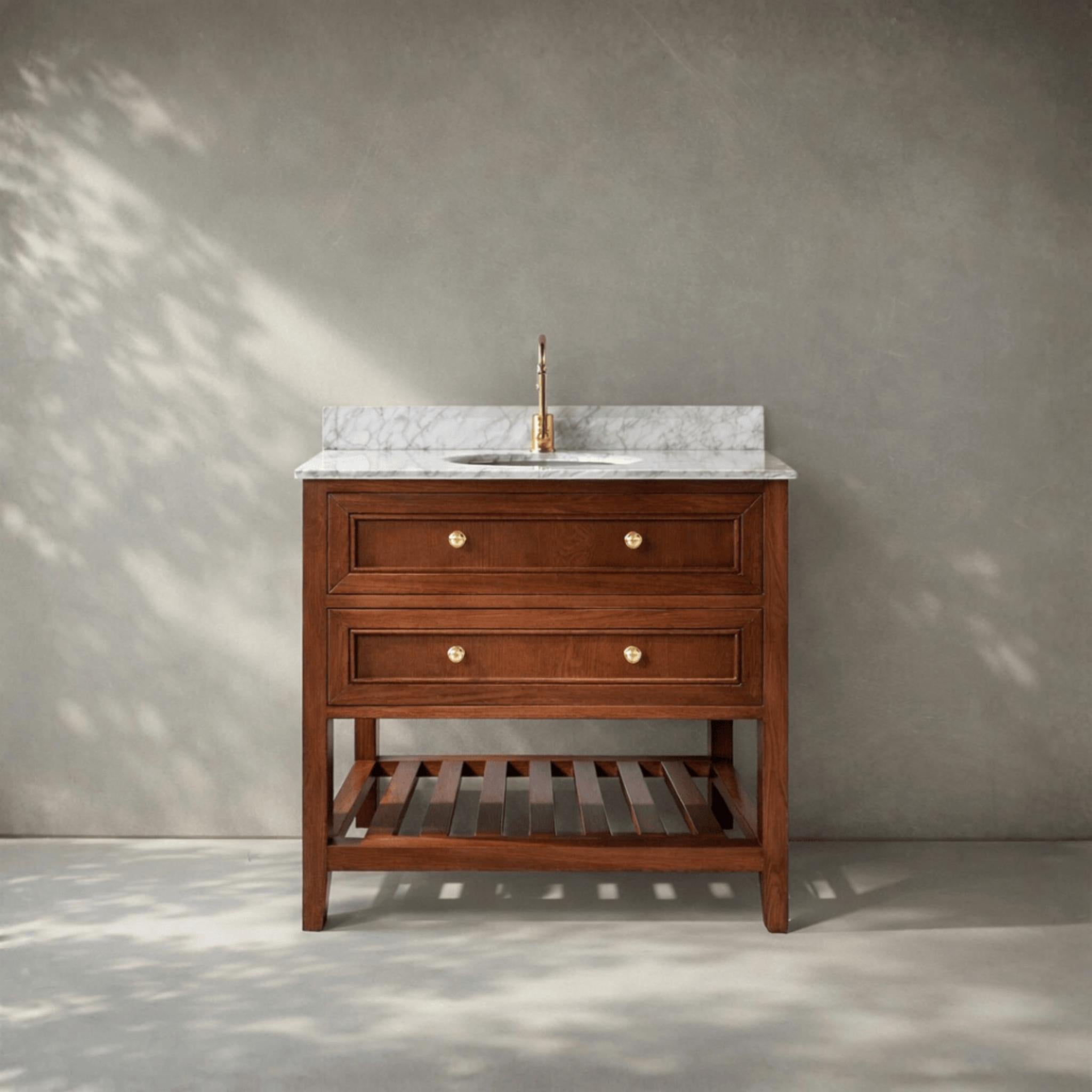 JOINERY BY BEARS AUDREY BROWN OAK 900MM SINGLE BOWL FLOOR STANDING VANITY PACKAGE