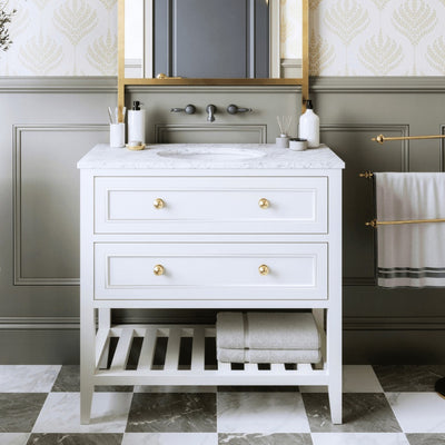 JOINERY BY BEARS AUDREY CLASSIC WHITE 900MM SINGLE BOWL FLOOR STANDING VANITY PACKAGE