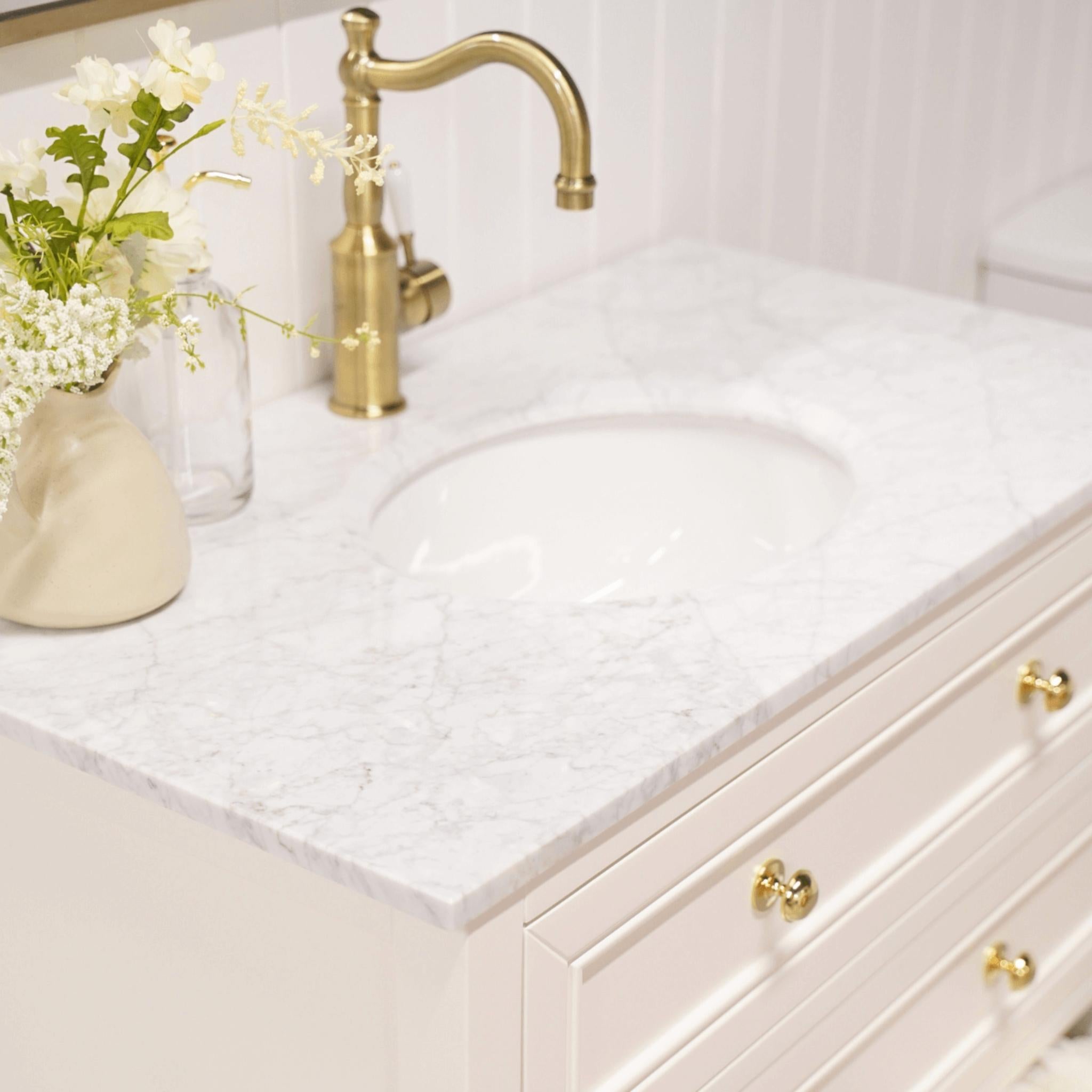 JOINERY BY BEARS AUDREY CLASSIC WHITE 900MM SINGLE BOWL FLOOR STANDING VANITY PACKAGE